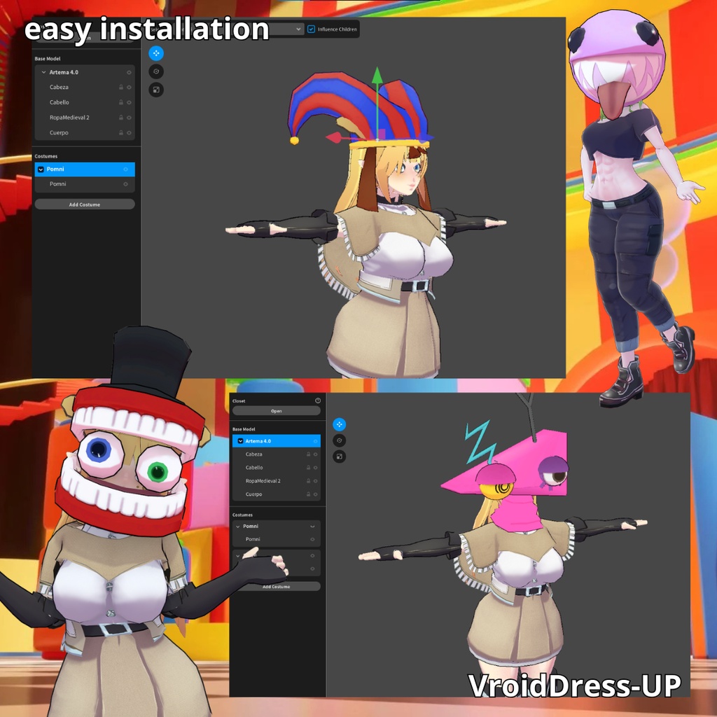 Digital Circus VRM and VRchat skin pack