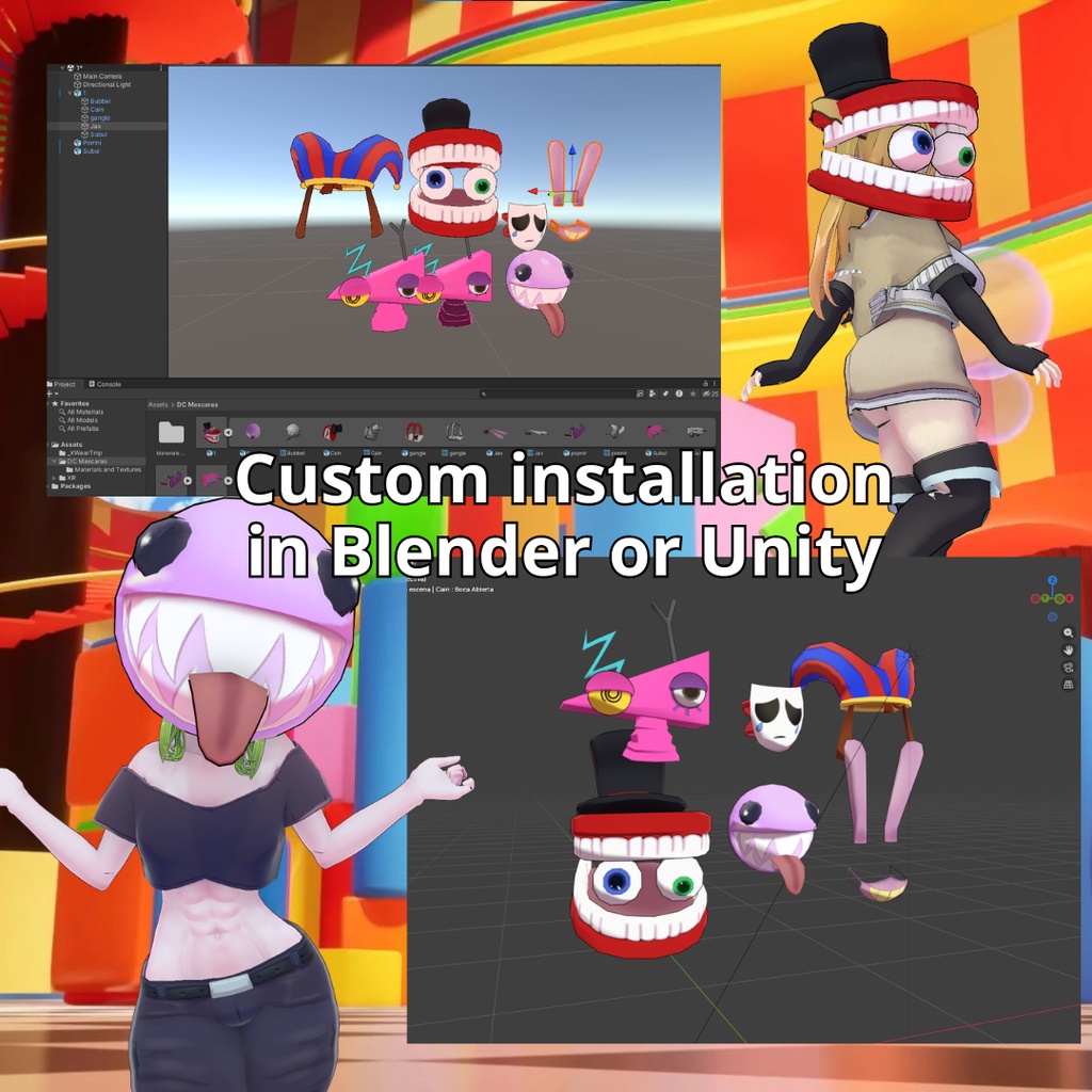Digital Circus VRM and VRchat skin pack
