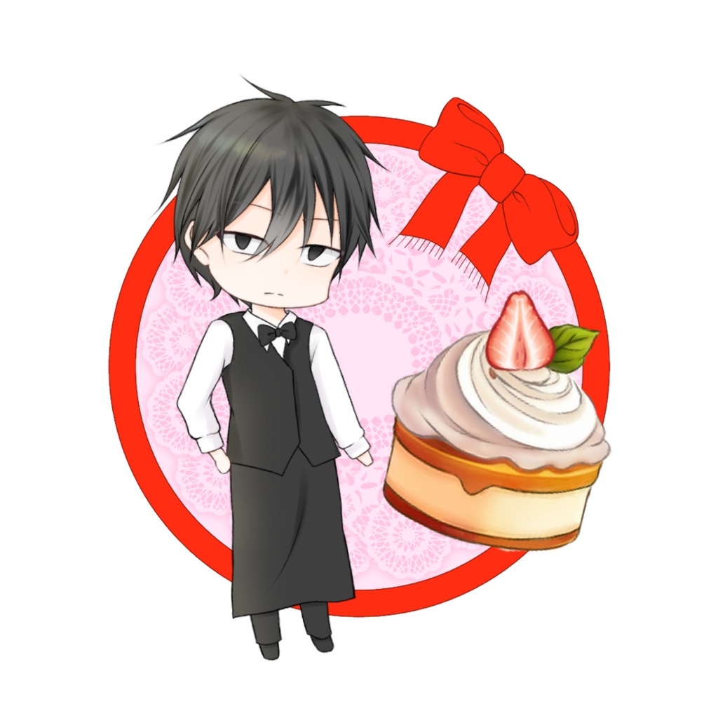 スイーツモチーフアクリルキーホルダー　〜ウェイターシンタロー〜