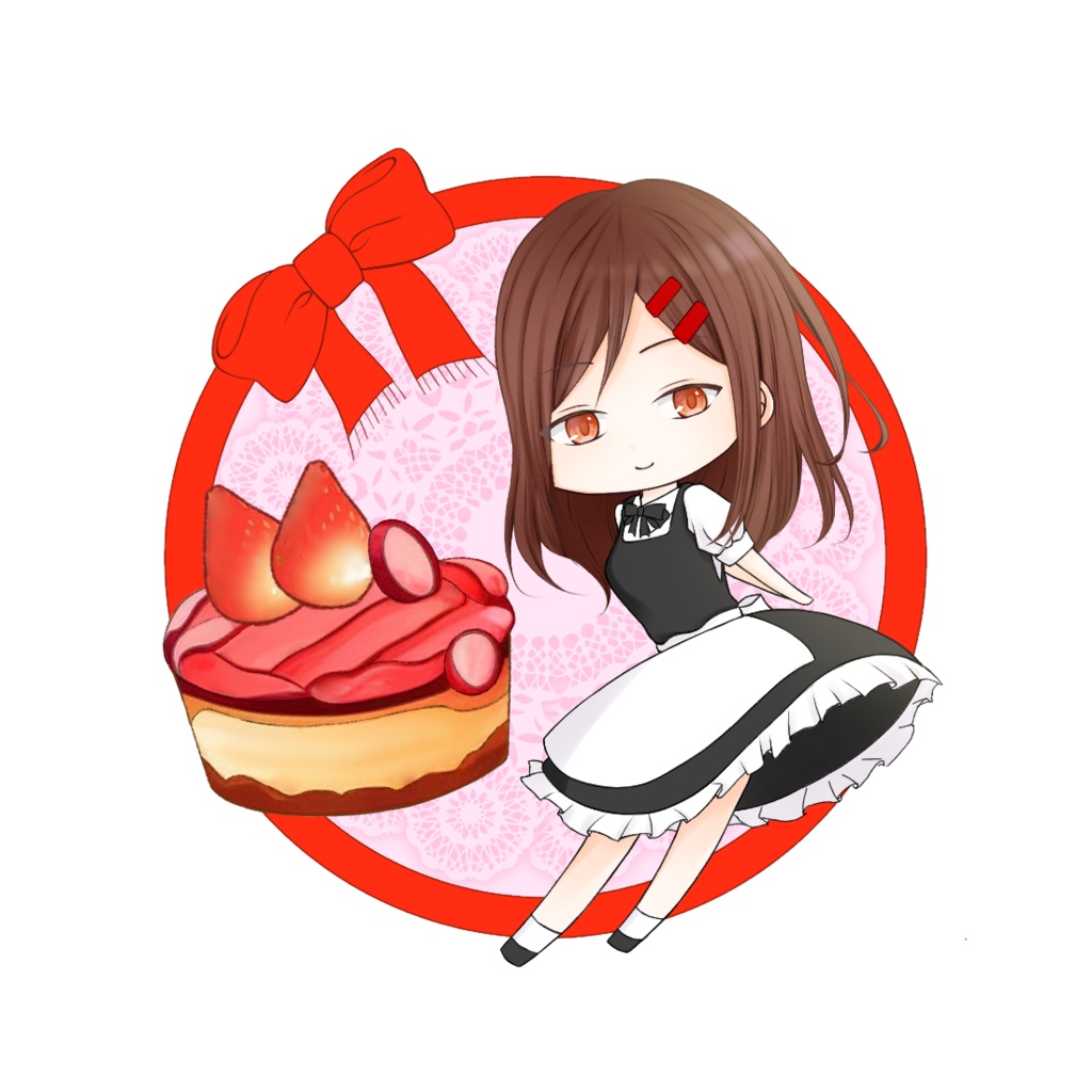 スイーツモチーフアクリルキーホルダー　〜ウェイトレスアヤノ〜