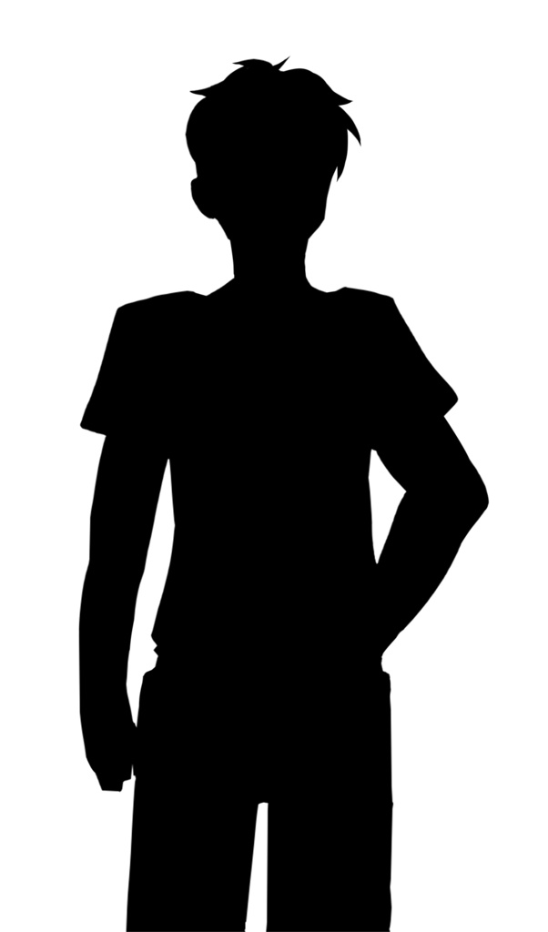 家族っぽい黒塗り人物の汎用イラスト素材（膝上）