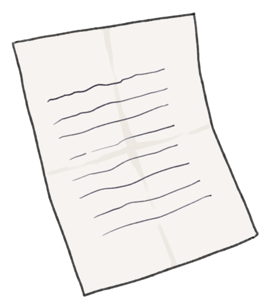 手描きのシンプル素朴な手紙と栞の素材