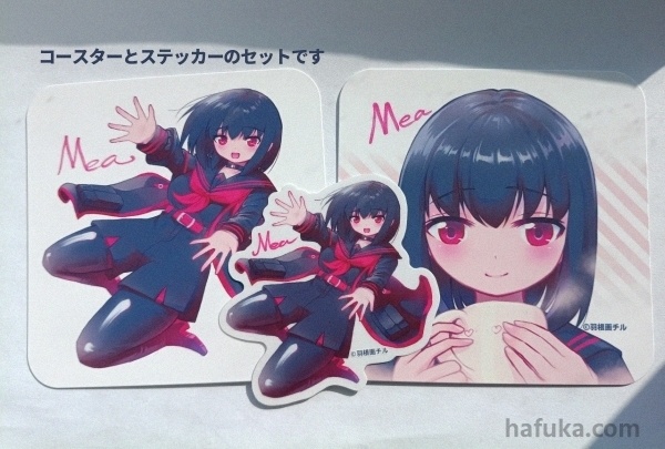 メアのすべすべ触感コースターカード&ステッカーセット/Velvet pp coaster and Matte clear sticker