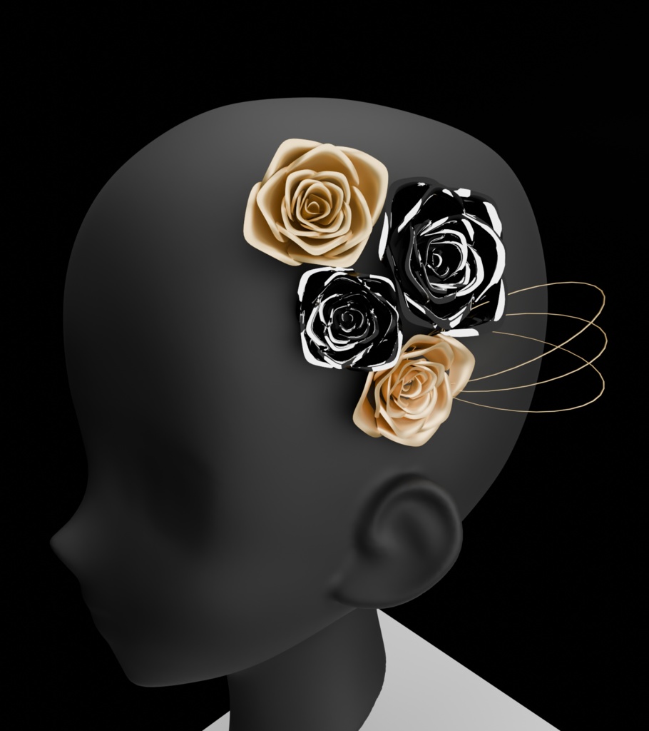 【VRChat】薔薇の髪飾り カラバリ3種