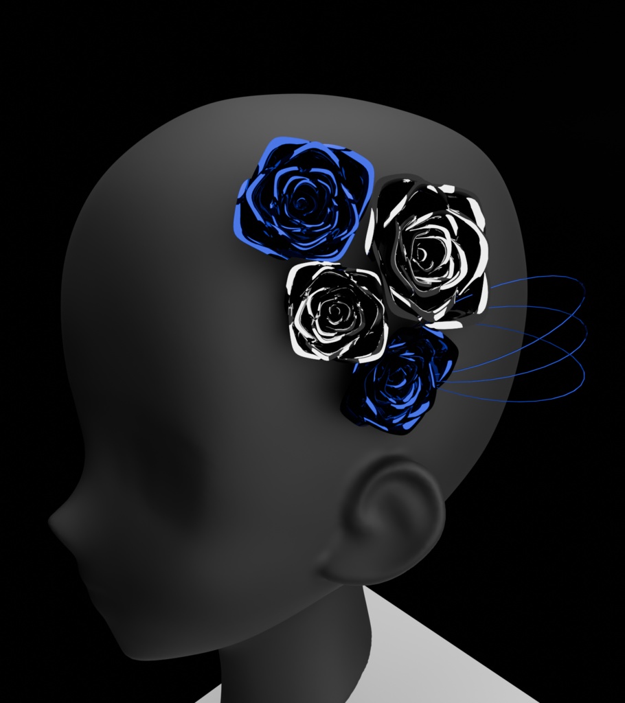 【VRChat】薔薇の髪飾り カラバリ3種