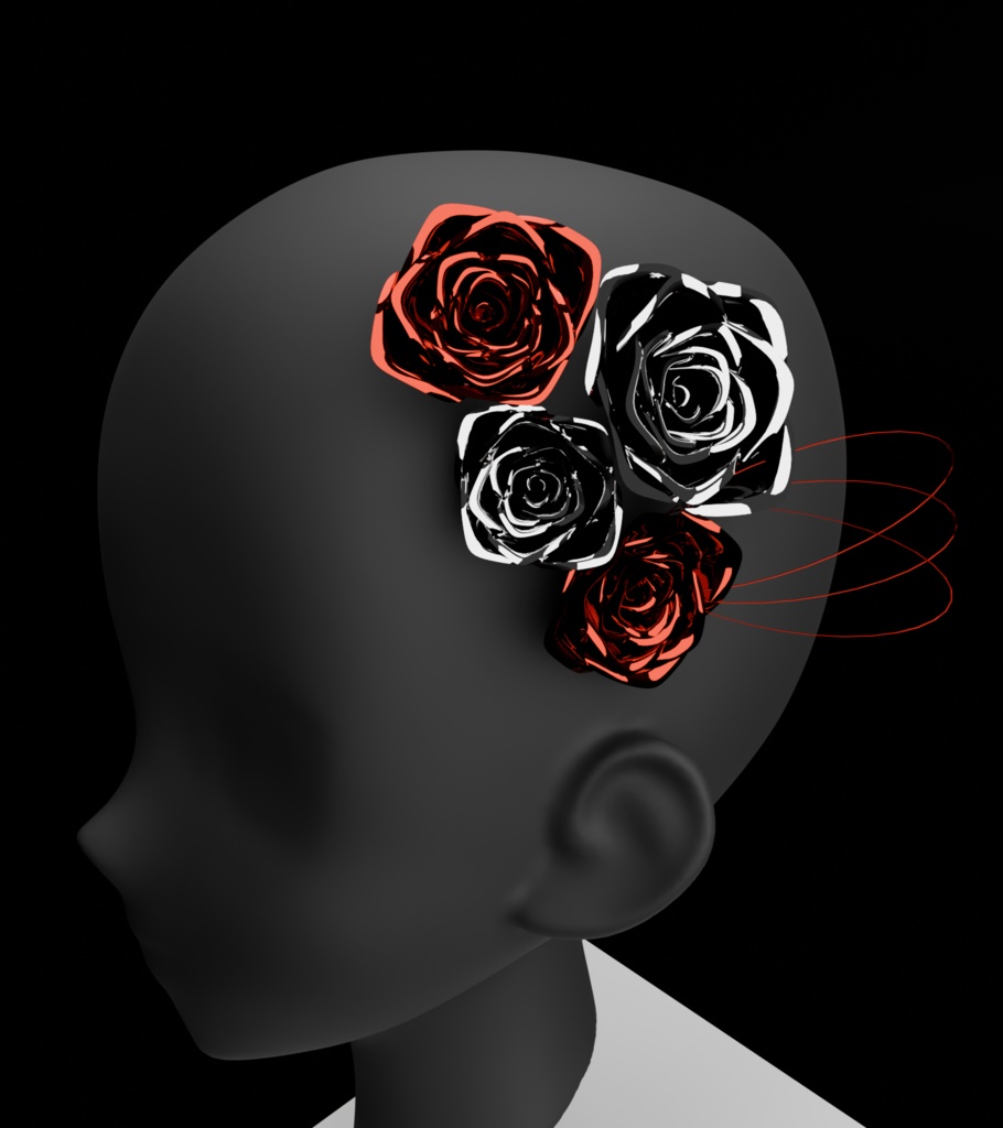 【VRChat】薔薇の髪飾り カラバリ3種