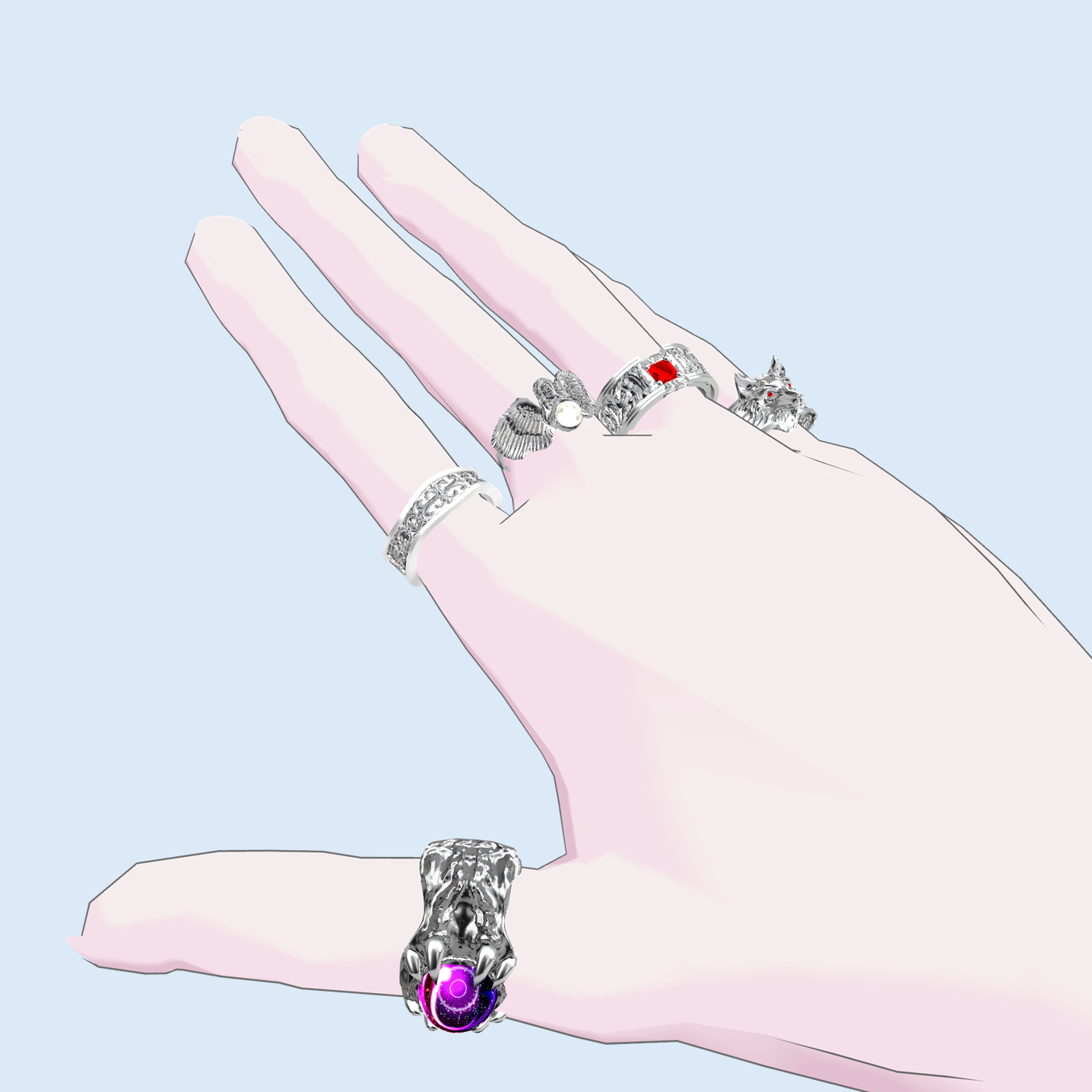 【VRChat】5-Piece Ring Set - oyrr's luxury store - BOOTH