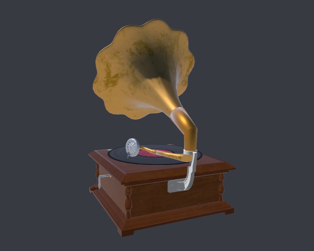 【VRchat向け | 3Dモデル】 蓄音機 アンティーク【小物】