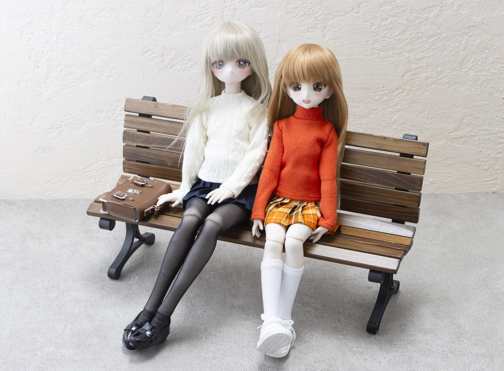 1/4ドールサイズ公園のベンチ45cm