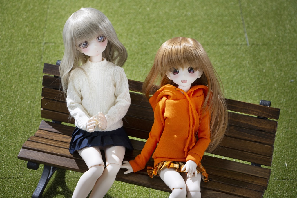 1/4ドールサイズ公園のベンチ45cm