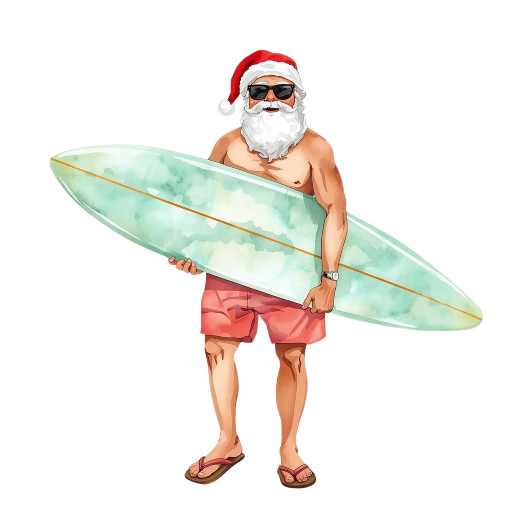 オージークリスマス 水彩クリップアートセット(33点)|南半球の夏×クリスマス|可愛い手描きイラスト素材集【PNG/背景透過】