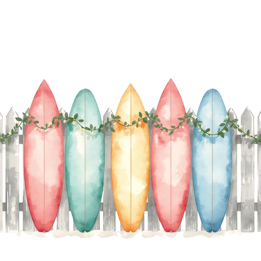 オージークリスマス 水彩クリップアートセット(33点)|南半球の夏×クリスマス|可愛い手描きイラスト素材集【PNG/背景透過】