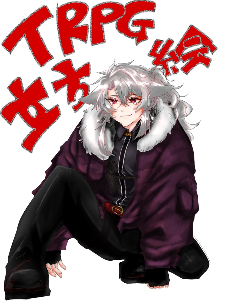 白髪犬耳ヘアー青年 立ち絵