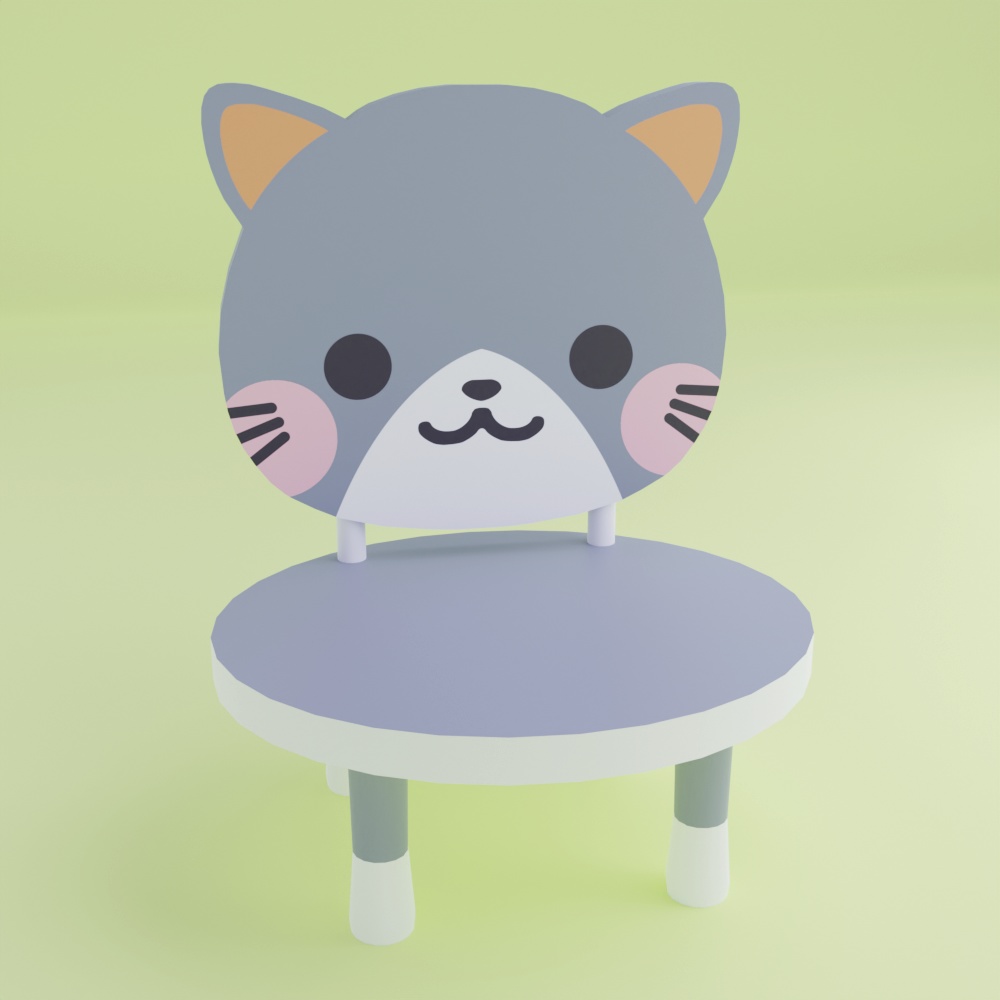 猫の椅子（ローポリ）