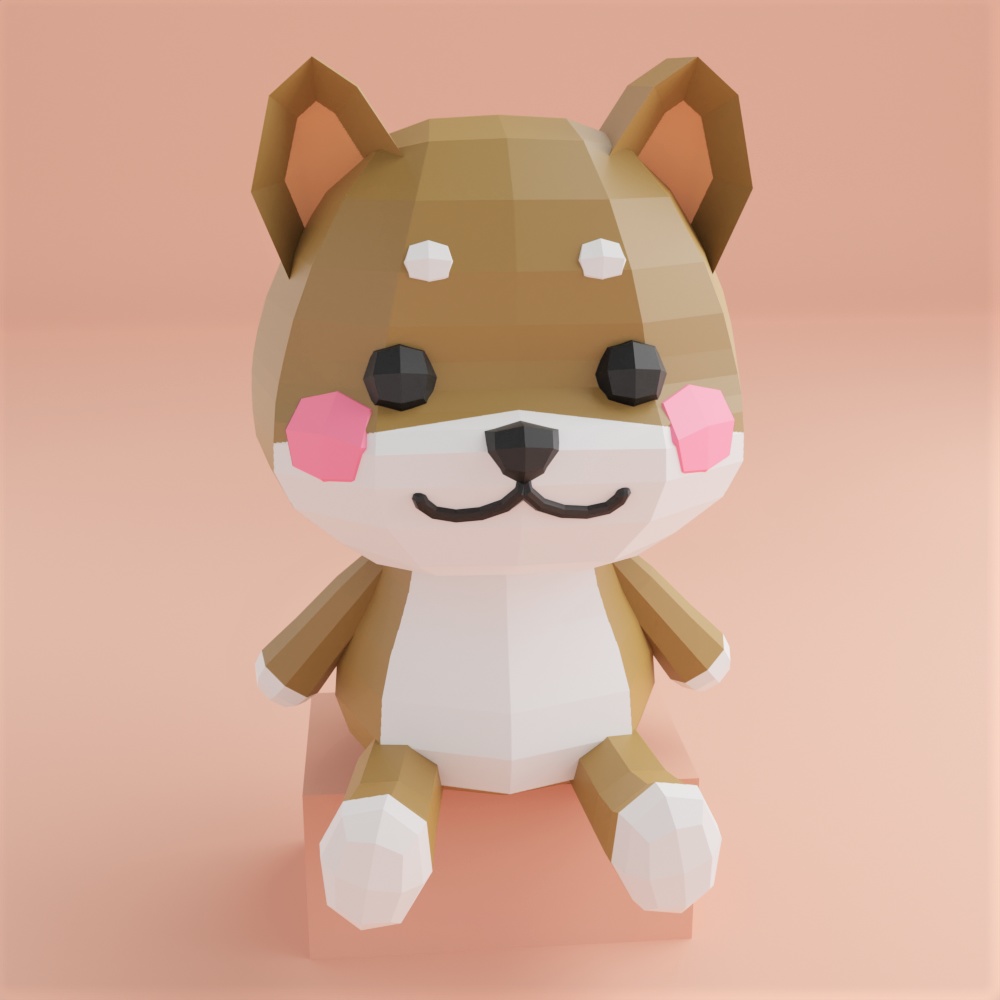 お座り柴犬（ローポリ）
