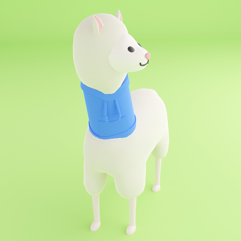 パーカーを着たアルパカ