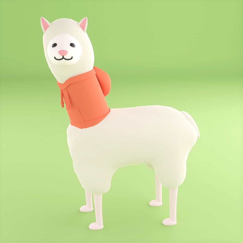 パーカーを着たアルパカ