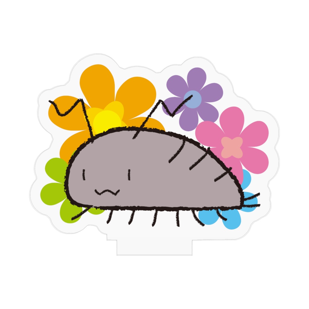 ワラジ虫と花アクリルフィギュア