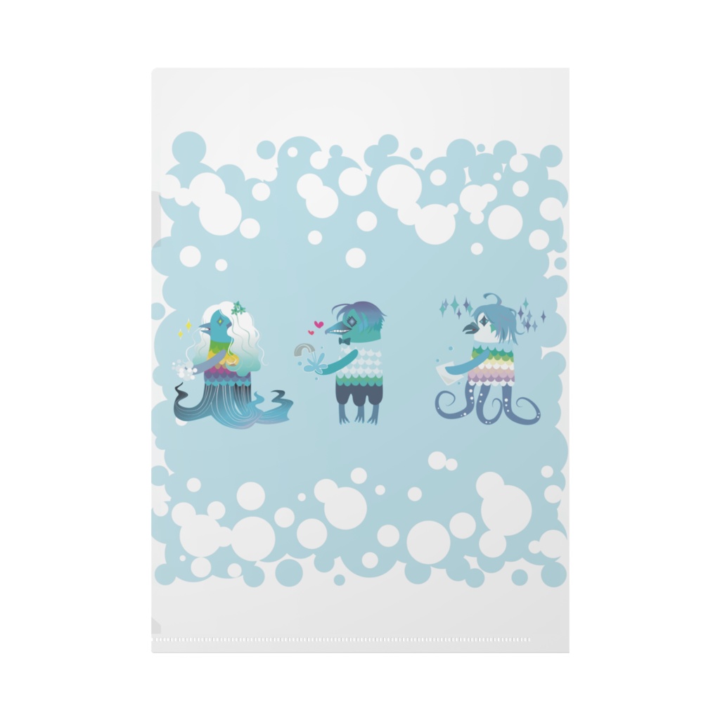 手を洗うアマビエクリアファイル(ブルベ)