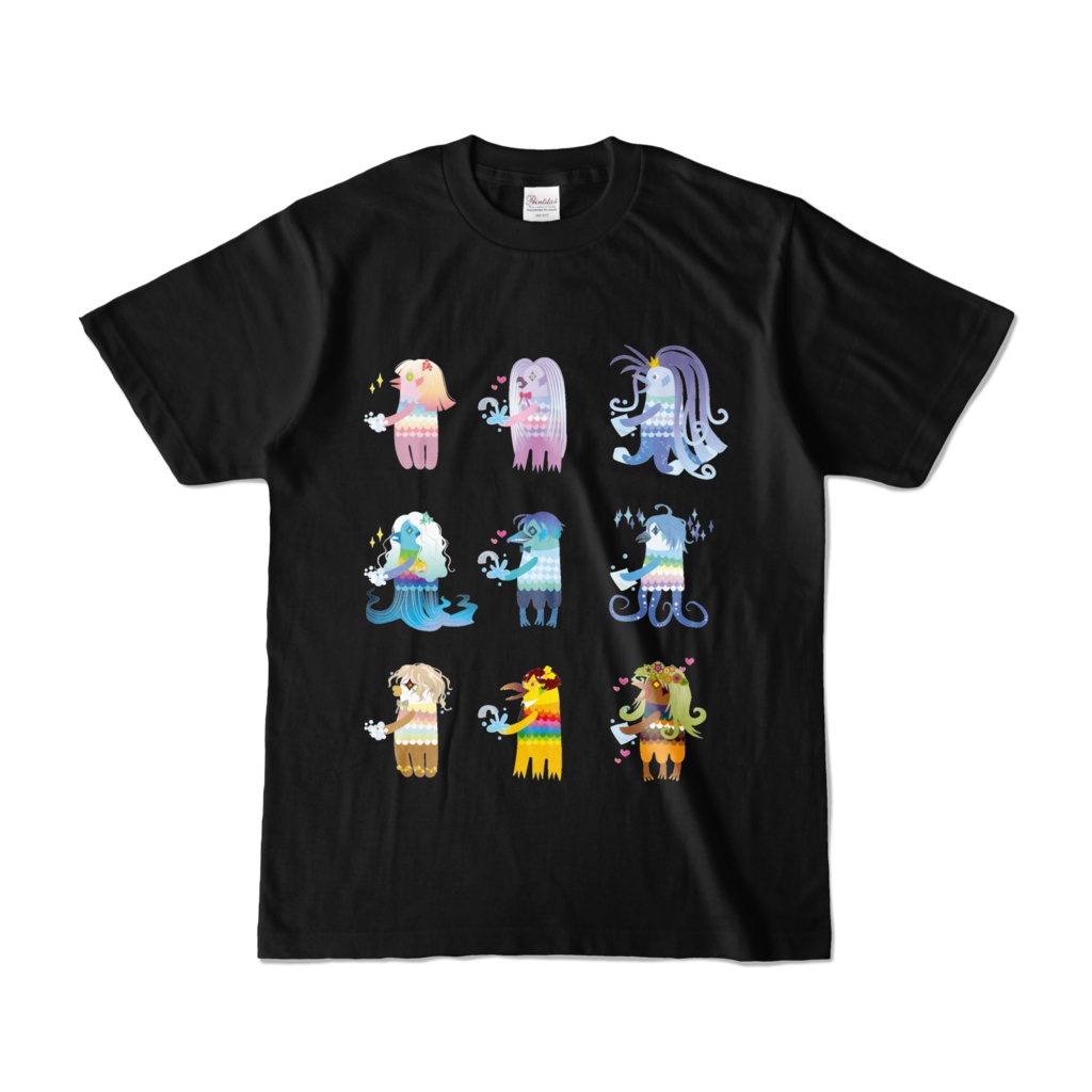 手を洗うアマビエTシャツ(ブラック)