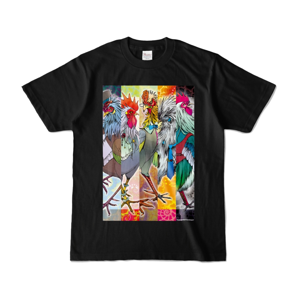眼鏡にわとり黒Tシャツ