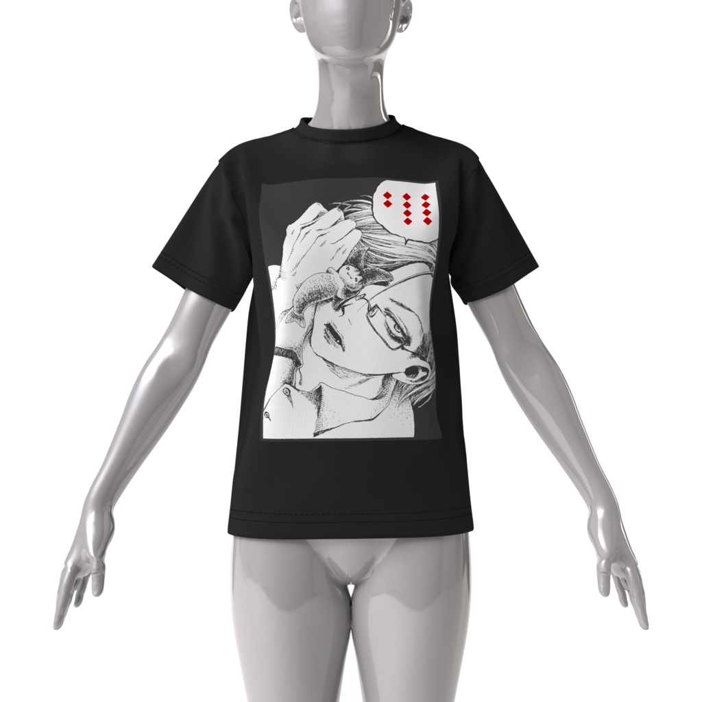 カリンくん(仮)ビッグシルエット黒Tシャツ