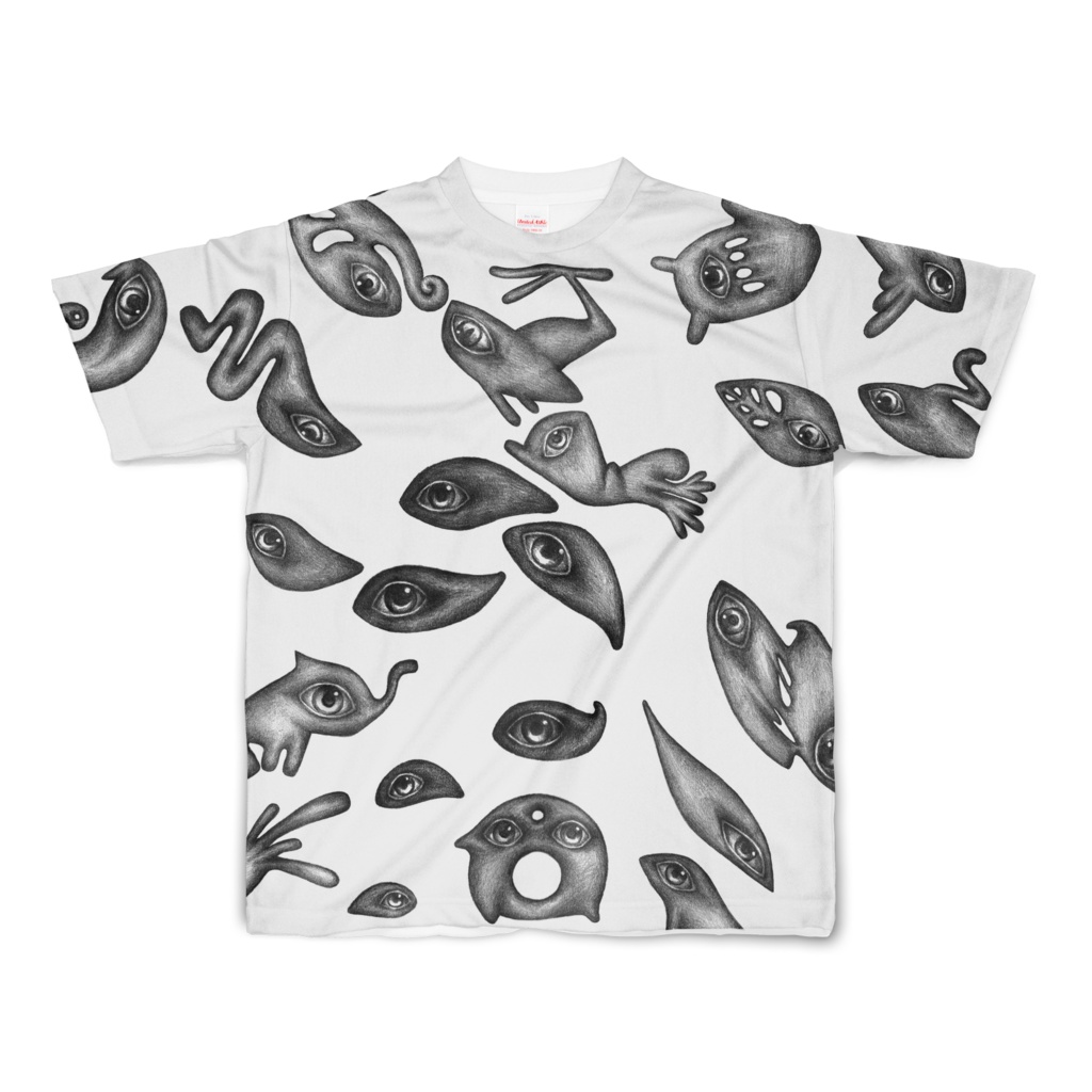 鉛筆魚散乱フルグラフィックTシャツ