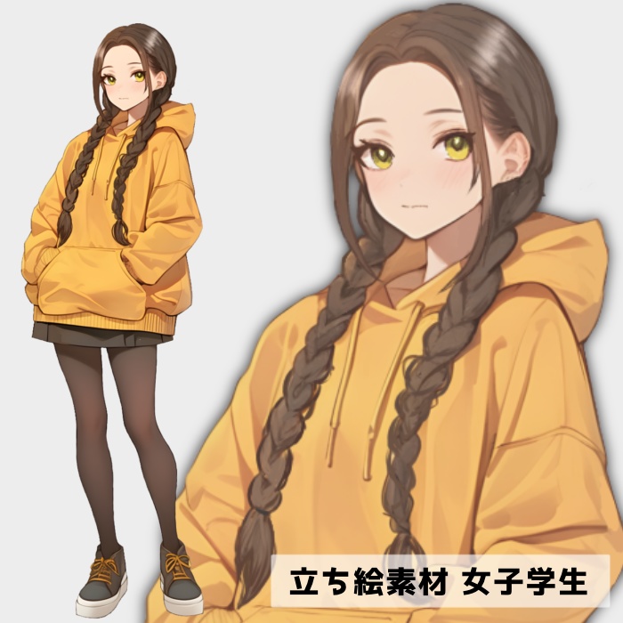 立ち絵素材★女性/学生 全身立ち絵