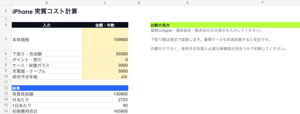 iPhone機種変更 失敗防止キット|移行チェック35項目+実質コスト計算