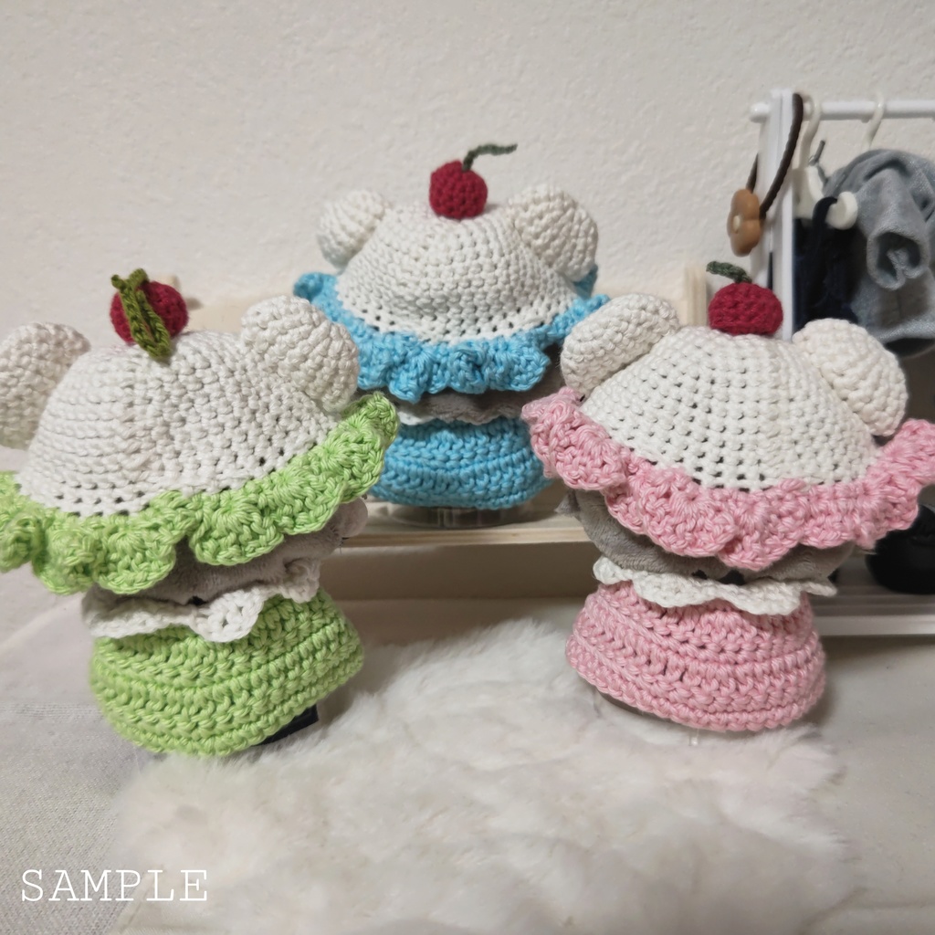 くまみみクリームソーダ風帽子&ポンチョ