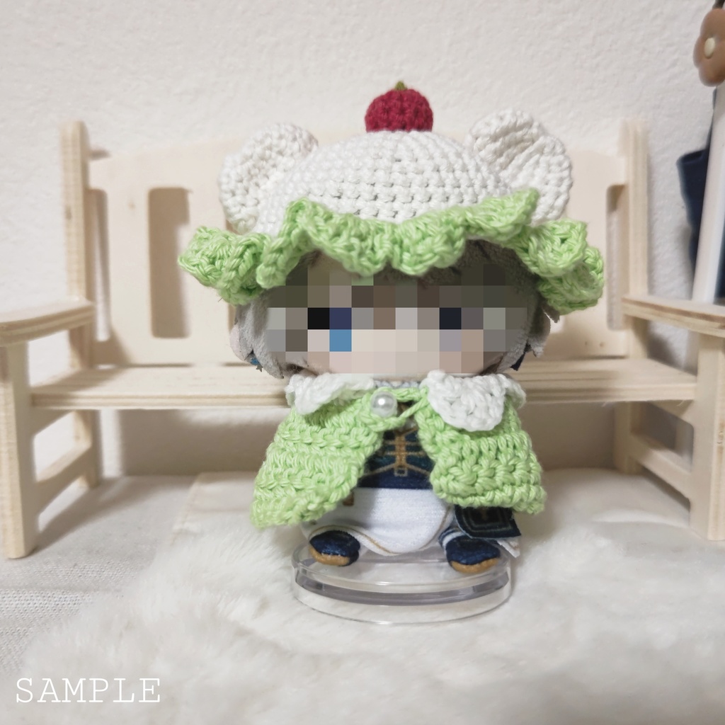 くまみみクリームソーダ風帽子&ポンチョ