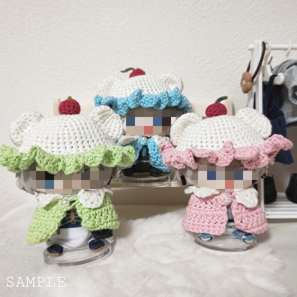 くまみみクリームソーダ風帽子&ポンチョ