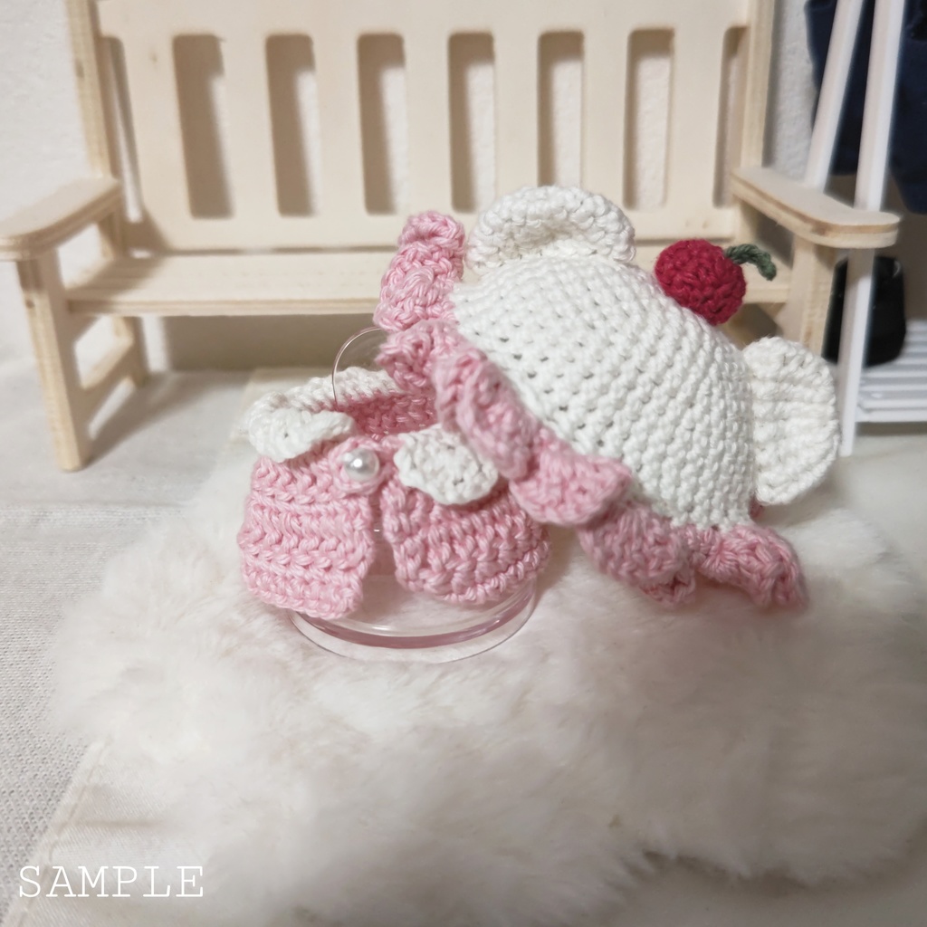 くまみみクリームソーダ風帽子&ポンチョ