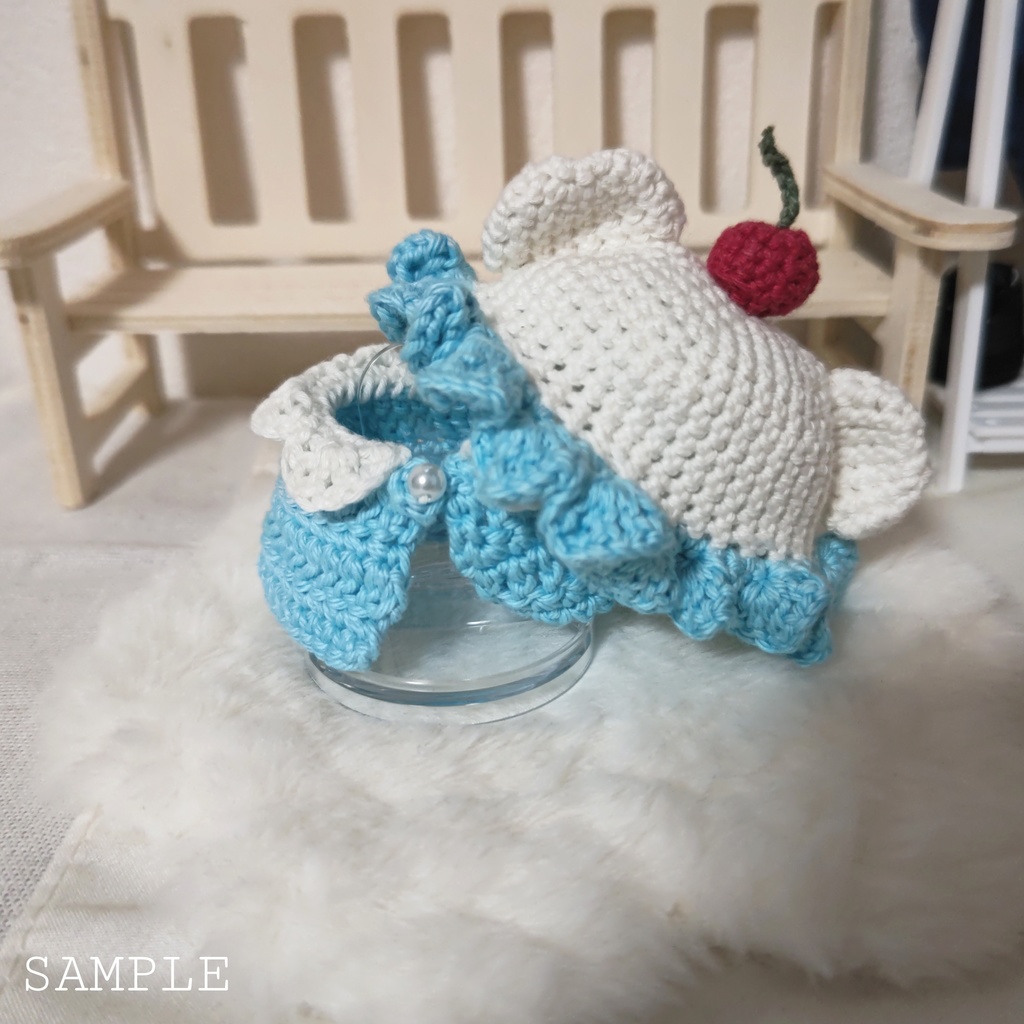 くまみみクリームソーダ風帽子&ポンチョ