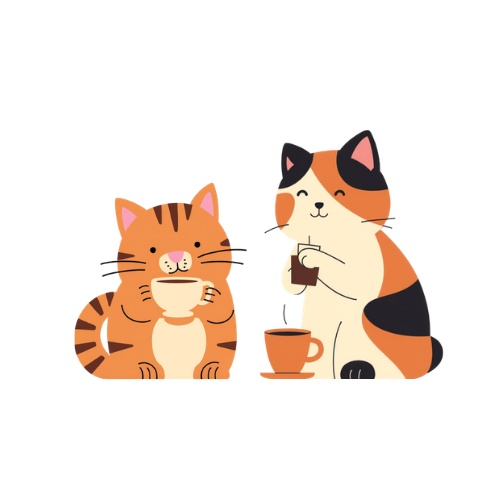 コーヒーを飲む猫達の日常 茶トラ&三毛猫 ゆるかわ 可愛い