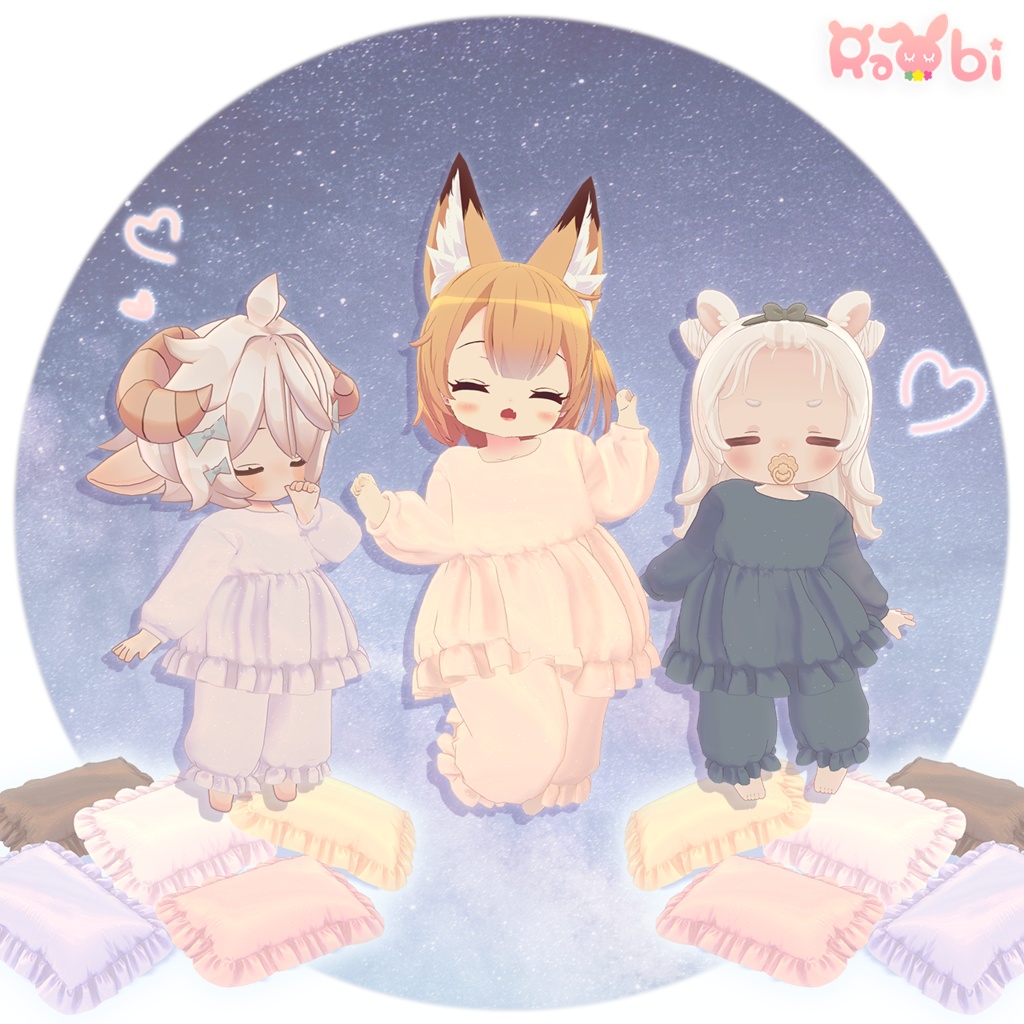 【3D衣装】少女パジャマ&枕✦17キャラ対応✦