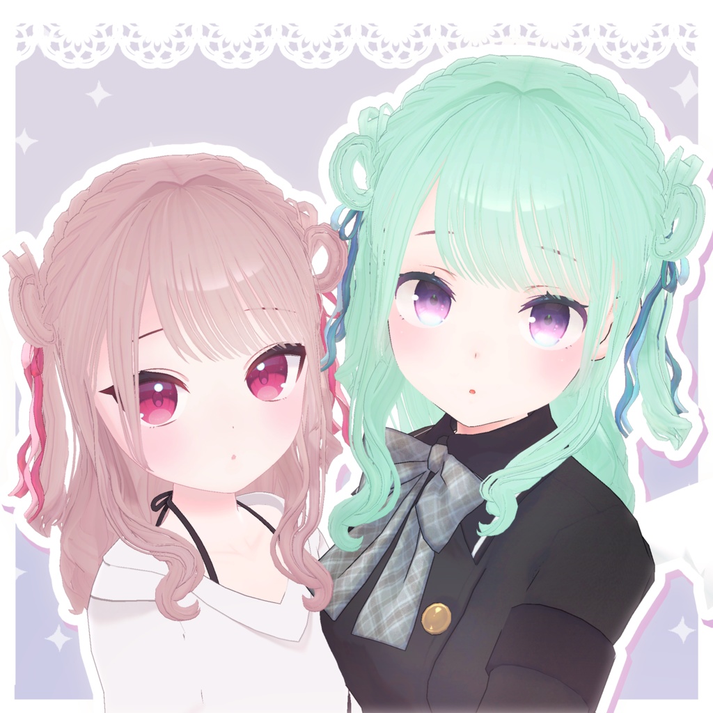 【3DHairModel】めるてぃ♡ついんは~と【8アバター対応】