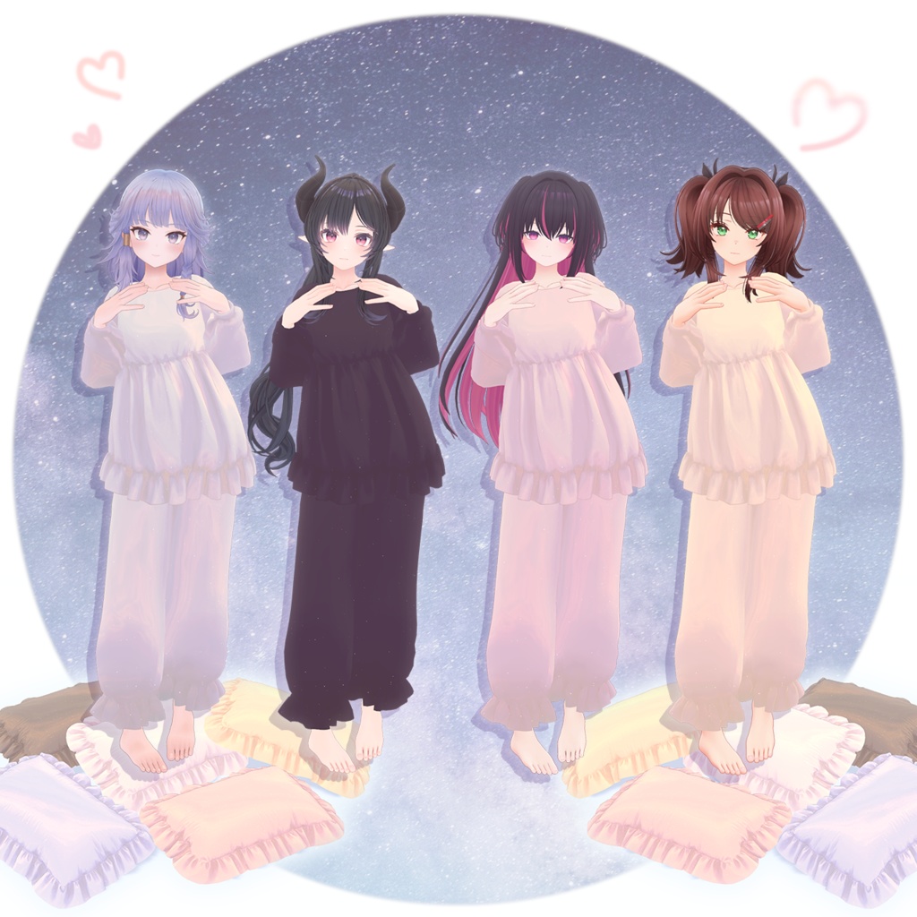 【3D衣装】少女パジャマ&枕✦まるぼでぃアバター対応版