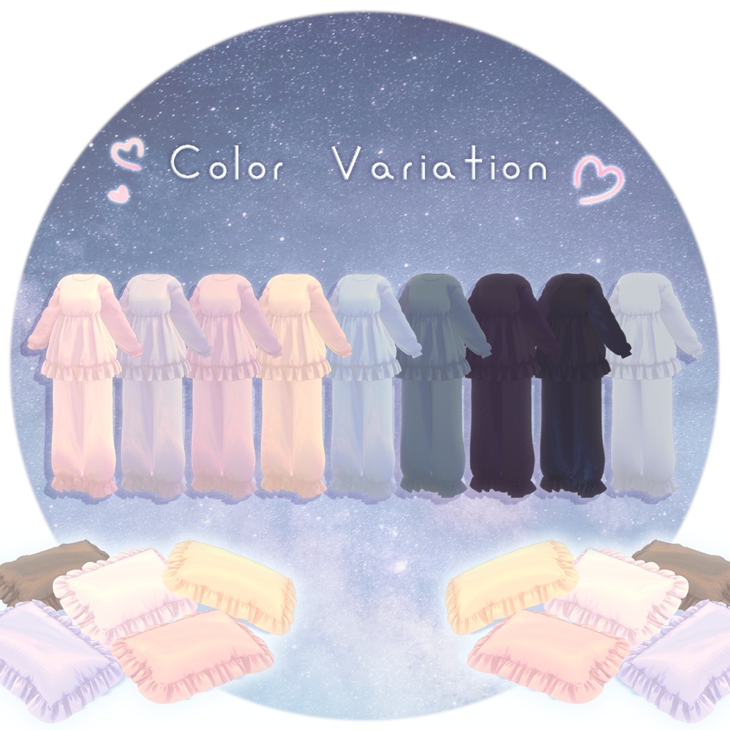 【3D衣装】少女パジャマ&枕✦まるぼでぃアバター対応版