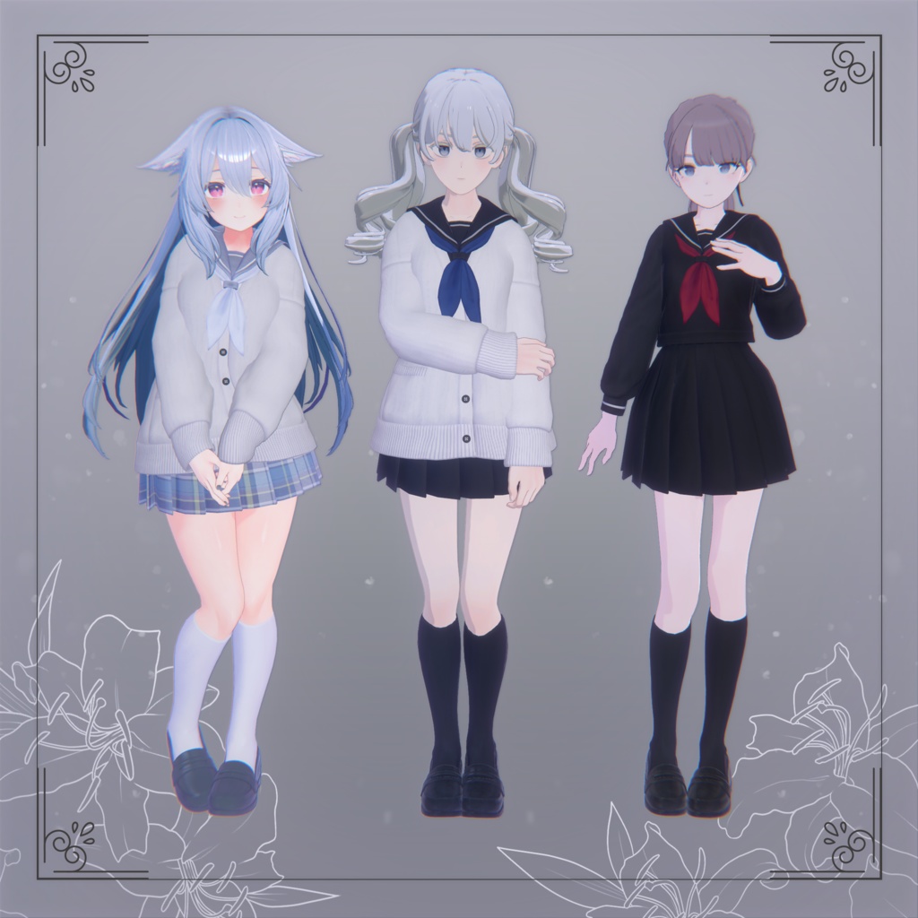 【3D衣装】セーラー服&カーディガン✦10キャラ対応✦
