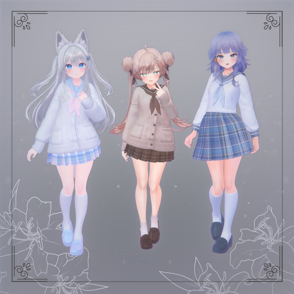 【3D衣装】セーラー服&カーディガン✦10キャラ対応✦