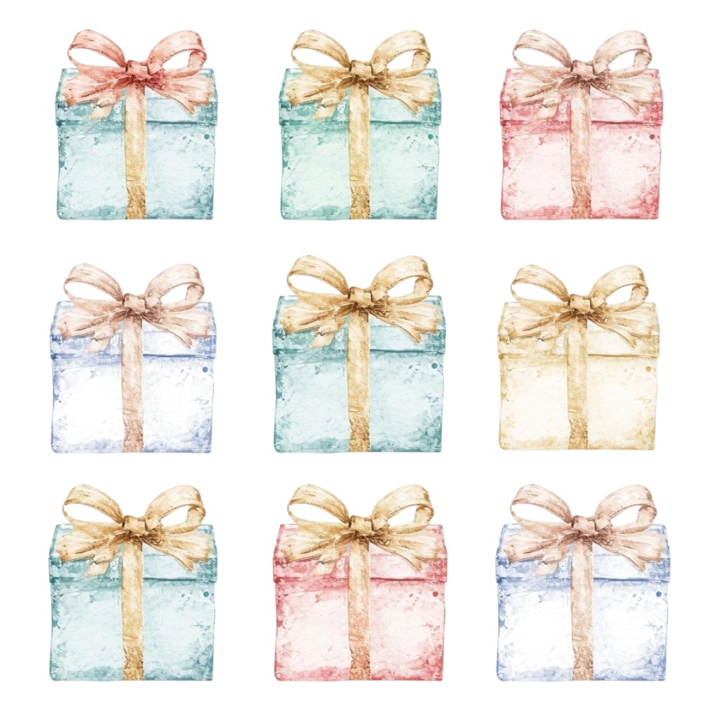 Pink Christmas Watercolor Clipart(ピンククリスマス・水彩クリップアート)10セットPNG