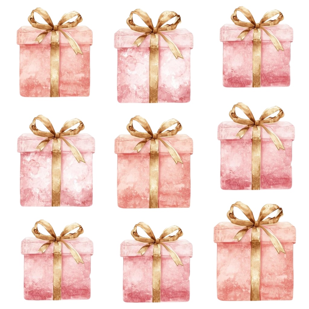 Pink Christmas Watercolor Clipart(ピンククリスマス・水彩クリップアート)10セットPNG