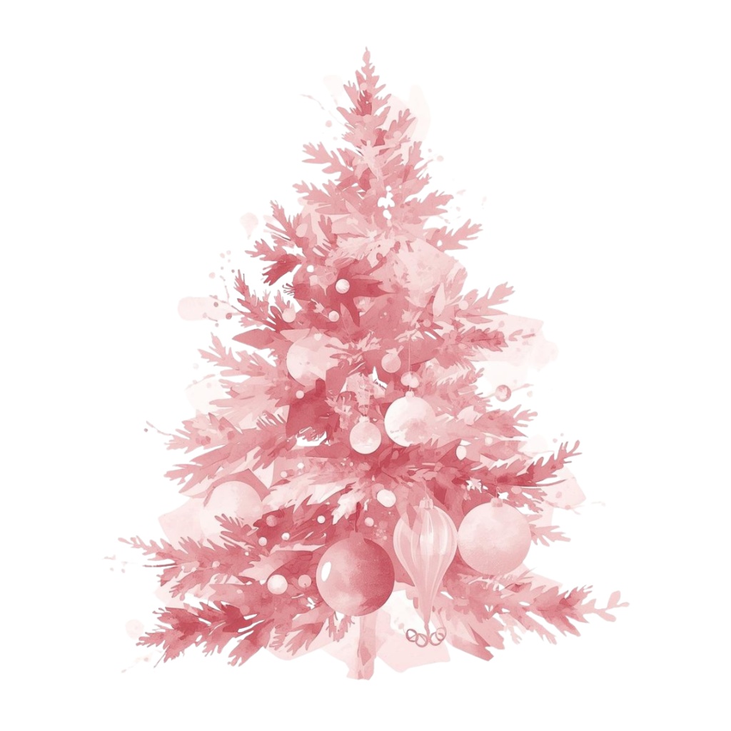 Pink Christmas Watercolor Clipart(ピンククリスマス・水彩クリップアート)10セットPNG