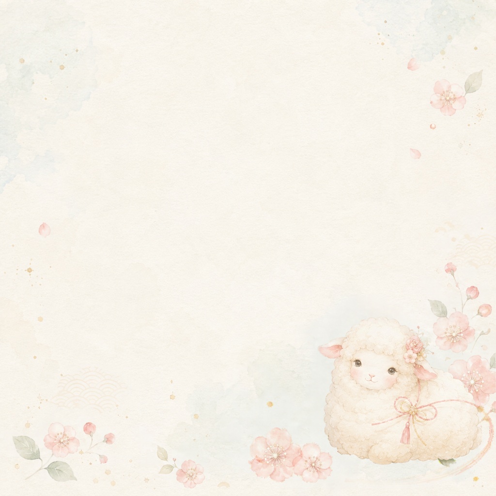 淡色お正月|大人かわいい新年のデジタルペーパー4枚セット|水彩|くすみカラー