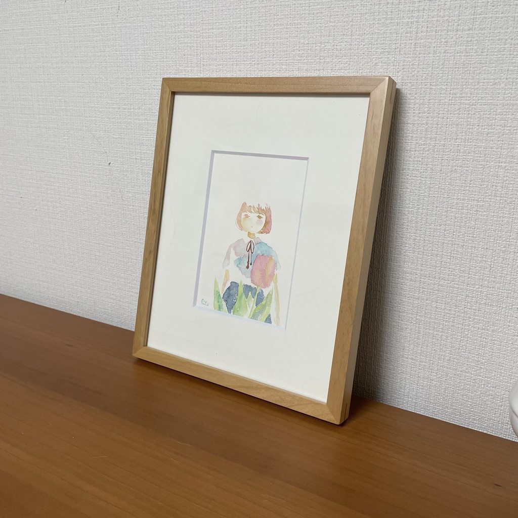 いろどりちゃん の水彩画　原画　額入り いろどりちゃん の水彩画原画額入り