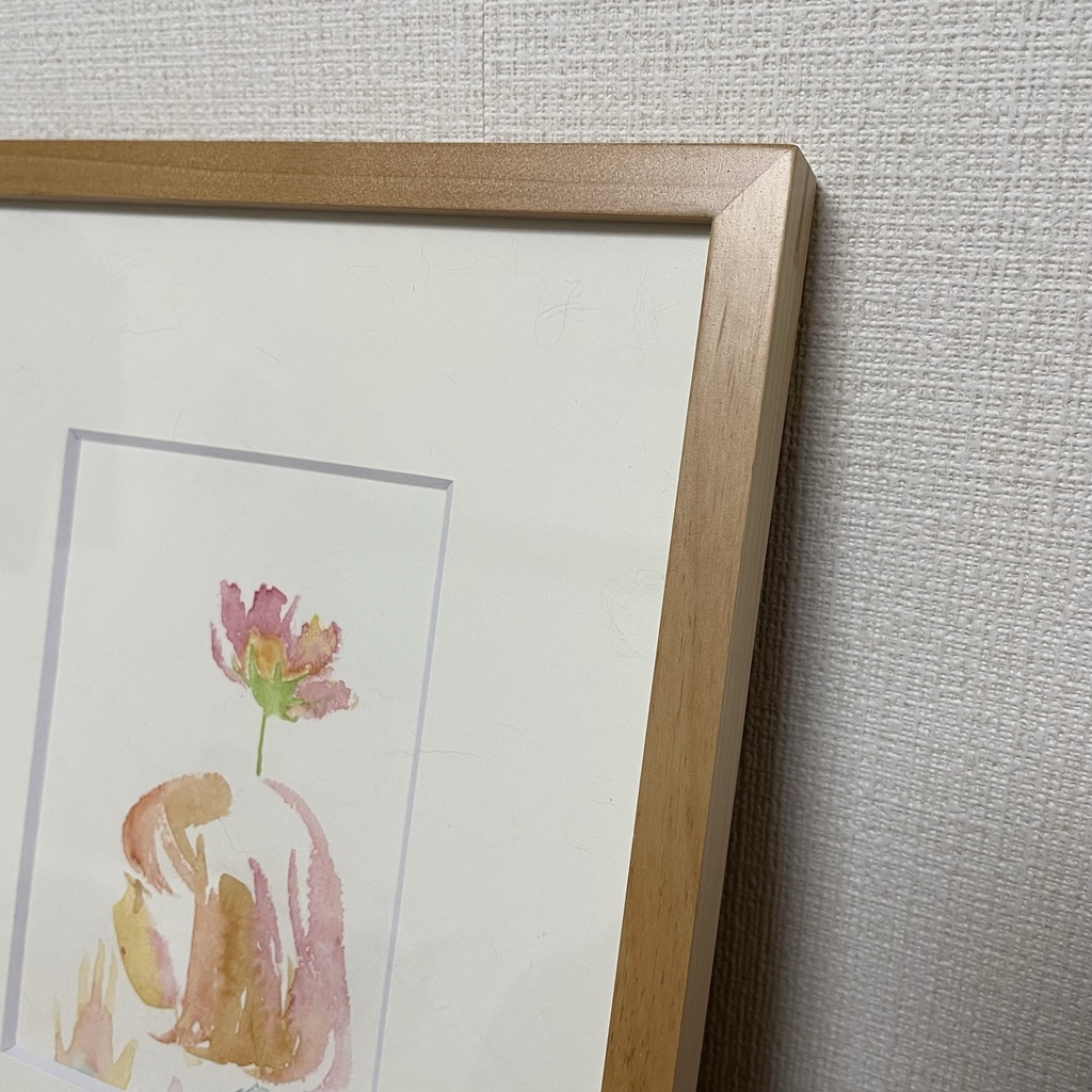 water color girl 108 / 水彩画の原画 / 額入り / ポストカードサイズ