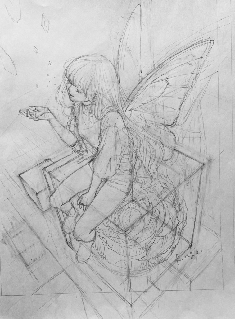 鉛筆ラフ① 名刺セット付き