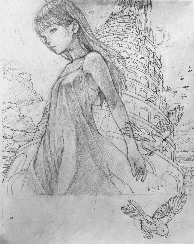 鉛筆ラフ⑧ 名刺セット付き