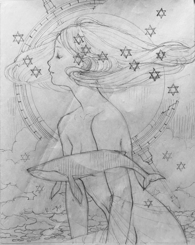 鉛筆ラフ⑨ 名刺セット付き